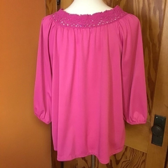 Vintage 70s hot pink muumuu tunic shirt - Picture 5 of 7